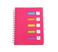 TOYANDONA A5 Spiral Notebook, 6.3x8.2 inch Rosy Hardcover Spiral Notebook Lined with Divider for Office or School