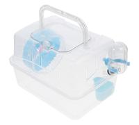 TOYANDONA Acrylic Hamster Cage with Blue Base Small Pet Carrier Cage for Guinea Pig and Hamster Travel Suitable for Outdoor Use