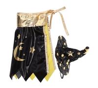 TOYANDONA Adjustable Black and Star Wizard Pet Costume with Hat and Cape Soft Comfortable Halloween Outfit for Cats and Small Dogs Charming Magical Cosplay for Party and Photo Events