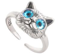 TOYANDONA Adjustable Cat Ring for Women, Cute Open Finger Ring Made of Copper with Silver Finish, Easy to Put, Adorable Fashionable Jewelry for Daily Wear or Gift