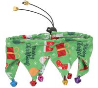 TOYANDONA Adjustable Christmas Cat Collar with Snowman and Santa Patterns, Green Festive Neckerchief for Indoor Cats and Kittens, Cute Bell Pet Collar for Holiday Decoration