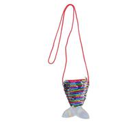 TOYANDONA Adjustable Crossbody Mermaid Bag for Little Sequin Coin Purse with Fish Tail Lanyard Polyester Change Purse for Travel and Daily Use Vibrant Glitter Design