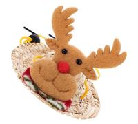 TOYANDONA Adjustable Large Reindeer Christmas Hat for Small Pets - Hand-Knitted Hamster and Hedgehog Costume Cap with Neck Strap, Mini Pet Headwear for Xmas Party