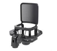 TOYANDONA Adjustable Microphone Stand with Shock Mic Bracket Stable Black Mic Holder for Recording Live Broadcast Speech Meeting Use Portable and Easy to Store