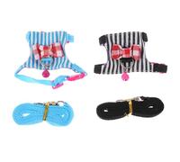 TOYANDONA Adjustable Small Pet Harness Set 2pcs for Hamster Chinchilla Rats, Comfortable Portable Leash with Blue and Black Stripe Designs, Lightweight Soft Fit for Small Animals Walk