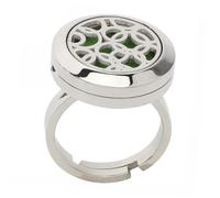 TOYANDONA Adjustable Stainless Steel Open Ring Unisex Essential Oil Diffuser 20mm Hollow Finger Band for Men and Women Aromatherapy Accessory