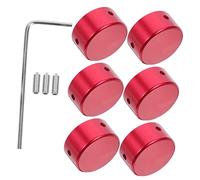 TOYANDONA Aluminum Guitar Effect Pedal Footswitch Topper Set for Protection and Extended Service Life - Red Reusable Foot Nail Caps with Wrench for Electric Guitar Wah Pedals