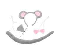 TOYANDONA Animal Cosplay Set Cute Mouse Costume Headband with Ears Tail Nose and Bow Tie for Halloween Birthday Party Role-playing Dress-up Accessory