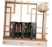TOYANDONA Antique Small Wooden Folding Screen Divider Chinese Style Miniature Home Decoration National Art Craft for Desk Shelf Display and Cultural