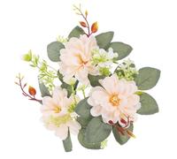 TOYANDONA Artificial Dahlia Candle Wreath Light Gold Floral Ring for Pillar Candles Wedding Table Decor Lightweight Versatile Holder for Home Bedroom Kitchen Door Hanging