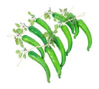 TOYANDONA Artificial Hanging Chili Pepper Decor String 2 Strings 5 Realistic Green Long Peppers Farm Vegetable Ornament for Kitchen and Home Décor for Rustic and Photography Props