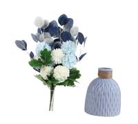 TOYANDONA Artificial Hydrangea Bouquet with Blue Ceramic Vase Decorative Fake Flowers for Home Wedding Party Table Centerpiece Vivid Colors Romantic Floral Arrangement
