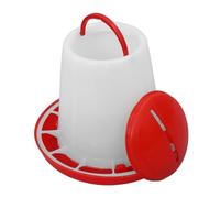 TOYANDONA Automatic Chicken Feeder Lid 1.5kg Large Capacity Hanging Poultry Feeder Thickened Red-white Feed Container for Chicken Duck Goose Farming