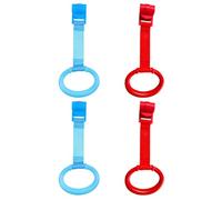 TOYANDONA Baby Crib Pull Rings 4pcs Lightweight Plastic and Cloth Easy to Grasp Baby Cot Hanging Rings for Toddler Walking Training and Nursery Beds