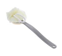 TOYANDONA Back Scrubber Brush with Long Handle and Exfoliating Puff, Body Brush with Strong Nylon Bristles for Dead Skin Removal and Soapy Lather, for Bathing and Shower Use Random Color