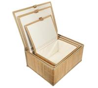 TOYANDONA Bamboo Storage Basket Set Large Capacity 3pcs with Non-woven Liner, Rectangle Shape Easy to Clean and Practical, for Home Organising and Other Items
