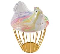 TOYANDONA Basket Holder Hen Shape for Kitchen Storage Large Capacity Ceramic and Iron Mesh Wire Random Color Wide Application and for Moving into A New Home