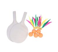 TOYANDONA Beach Paddle Ball Set with Badminton and Pingpong Rackets Includes of High Elastic Rackets Badminton Shuttlecocks Pingpong Balls Lightweight Outdoor Game for Adults
