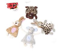 TOYANDONA Bite-resistant Corduroy Dog Chew with Sound Plush Cartoon Animal Molar Plaything for Pet Educational Training Light Brown Grain Bunny for Home and Shop Use