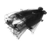TOYANDONA Black Butterfly Veils for Women Bride Costume Veil Soft Breathable Material Wedding Halloween Day Dead Bridal Cosplay Headpiece with Bow and Hairclips