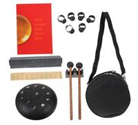 TOYANDONA Black Ethereal Drum 8 Inch Carbon Steel Percussion Instrument Practical Finger Sleeves Ideal for Music Education