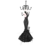 TOYANDONA Black Jewellery Holder Necklace Display Stands for Selling with Earring Rack Display Stylish Cloth and Iron Material Space-saving Design for Bracelets and Necklaces in Commercial