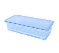 TOYANDONA Blue Plastic Cutlery Organizer with Drain Rack and Dust Cover Kitchen Utensil Storage Box for Chopsticks Forks Spoons and Silverware Draining Flatware Tray to Keep Dry and Clean