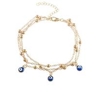 TOYANDONA Bohemia Chic Golden Alloy Pendant Anklet for Women Friends | Mini Evil Eye Style, Lightweight and Anti Rust Finish, Comfortable Touch, Party Wear