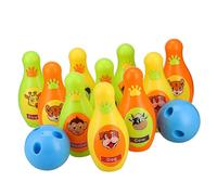 TOYANDONA Bowling Set with Animal Pins and Balls Solid Plastic Bowling for Indoor Outdoor Family Games Easy Setup Skill Development Game for Boys