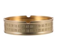 TOYANDONA Brass Ashtray for Home and Office, Round Vintage Style Ash Holder, Light Luxury Living Room Desktop Decor, Metal Craft with Retro Fu Character Design