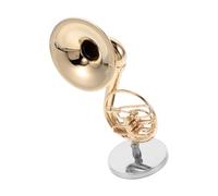 TOYANDONA Brass French Horn Model Realistic Musical Instrument Figurine for Music Room Decor Miniature Collectible Desk Ornament Music and Students