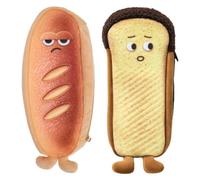 TOYANDONA Bread Loaf Pencil Case 2pcs Cute Plush Baguette Pencil Case with Zipper for Students, Lightweight Multipurpose Storage, Wearresistant Nylon for School and Christmas