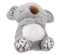 TOYANDONA Breathing Bear Plush Sleep Soother with Adaptive Music Volume Soft Melodies Sensory Lights for Boy Girl Comforting Cuddly Animal for Sleep Aid Grey