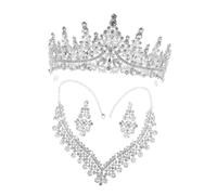 TOYANDONA Bridal Jewelry Set for Wedding Women Rhinestone Crown Necklace and Earring Set Lightweight Alloy with Sparkling Crystals for Formal Party Prom and Bride Accessories