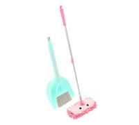 TOYANDONA Broom and Mop Set with Dustpan for Creative Mini Housekeeping Cleaning Tools in Mint Green and Pink Safe Chenille Materials Space-saving Detachable Handle Design for Boys and Play