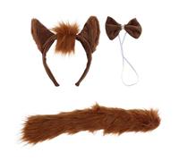 TOYANDONA Brown Horse Headband and Tail Set with Bow Tie, Comfortable Cloth Material Animal Costume Accessories, for Holiday Celebrations and Halloween Parties