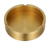 TOYANDONA Brushed Gold Brass Ashtray for Home and Patio Elegant Vintage Indoor Outdoor Ash Holder Compact Decorative Desktop Centerpiece for Dining Table and Office Use