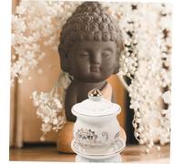 TOYANDONA Buddhist Water Offering Cup Small White Porcelain Container with Lotus Design for Meditation and Home Decor Thick Polished Base Elegant Sacred Water Supply Vessel