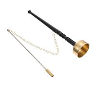 TOYANDONA Buddhist Yin Qing Temple Supply Hand Bell with Copper and Silver Material and Wooden Handle, Functional Percussion Instrument that Attracts Attention and Is Not Easy to Slip