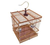 TOYANDONA Carbonized Purple Bamboo Bird Cage Rectangular Small Parrot Cage with Swing Hook and Tray Vintage Retro Decorative House for Goldfinches and Songbirds Indoor Balcony Use