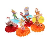 TOYANDONA Carnival Party Honeycomb Centerpiece Circus Theme Paper Decorations for Birthday Table Desktop Ornament with Elephant Giraffe Clown for Festive Adornments