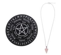 TOYANDONA Carved Wooden Pendulum Board for Divination with Intricate Seven-star Pattern Pine Energy Material Versatile Meditation and Home Decor Includes Black and Pink Hanging Pendulums