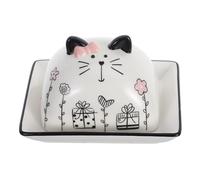 TOYANDONA Cat Ceramic Butter Dish with Lid Cute Butter Container for Counter with Lid for Home Use Spreadable and Convenient Kitchen Storage Reduces Absorption of Refrigerator Odors