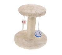 TOYANDONA Cat Scratching Post Double-layer with Hanging Balls Sisal Cat Scratcher Plush Beige Multi-level for Kittens