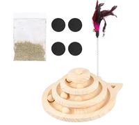 TOYANDONA Cat Turntable Wooden Interactive Carousel with Track Balls for Kittens Durable Easy to Clean Promotes Exercise Fun for Indoor Play