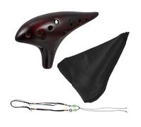 TOYANDONA Ceramic 12-hole Alto Ocarina in C Key Red Brown Straw-smoked Finish Portable Beginner Ocarina Flute Musical Instrument for Students and Boys and Girls