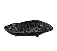 TOYANDONA Ceramic Bee Feeder Butterfly Feeding Tray Outdoor Garden Decor Butterfly Puddler Water Dish 8.25-inch Black Obsidian Shell Shape