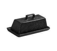 TOYANDONA Ceramic Butter Plate with Lid Airtight Porcelain Butter Box for Kitchen and Restaurant Use Food-Safe Stoneware Dish Matte Black Vintage Style