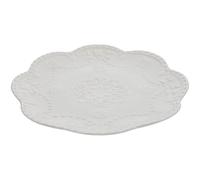 TOYANDONA Ceramic Decorative Dessert Plate Embossed Lace Design for Breakfast and Pasta Serving