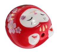 TOYANDONA Ceramic Dharma Fortune Cat Figurine Japanese Lucky Cat Ornament Smooth Texture Tabletop Decoration for Home and Office Feng Shui Luck Enhancer